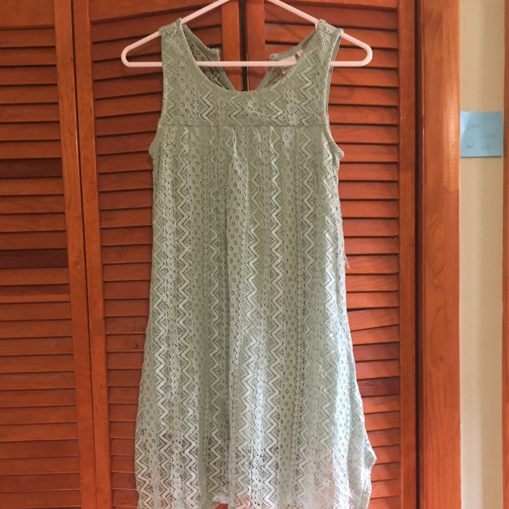 Sweet lace over lay mint colored dress